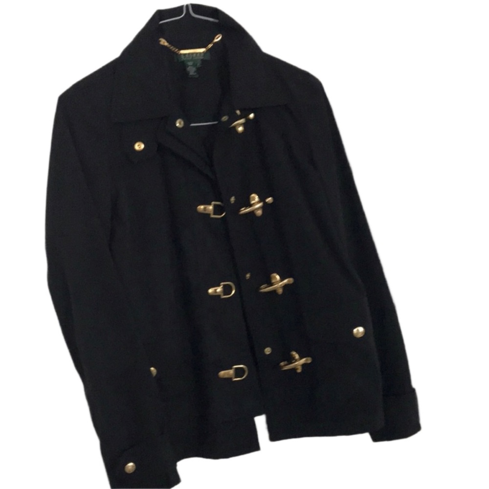 LAUREN RALPH LAUREN Military style jacket w/gold latch & snap closure, Small